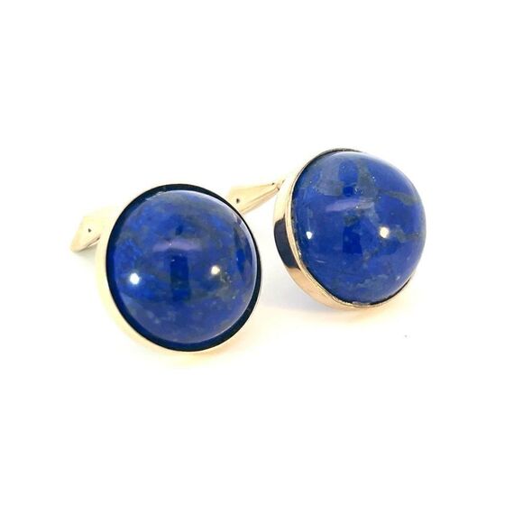 Natural Lapis Lazuli Cufflinks 14k Y Gold 40 CTW Certified 311039 - Picture 5 of 14